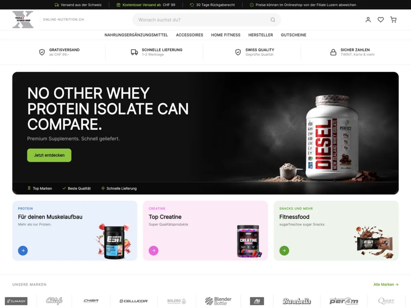 Vorschau auf den Onlineshop von Online Nutrition