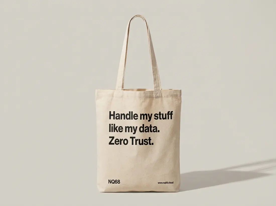 Tote Bag von NQ68 mit dem Aufdruck Handle my stuff like my data