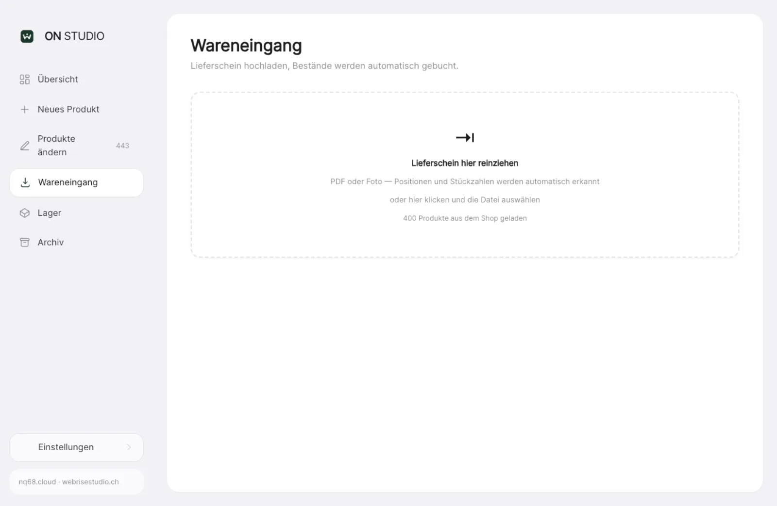 ON STUDIO: Lieferschein einlesen, Positionen werden automatisch erkannt