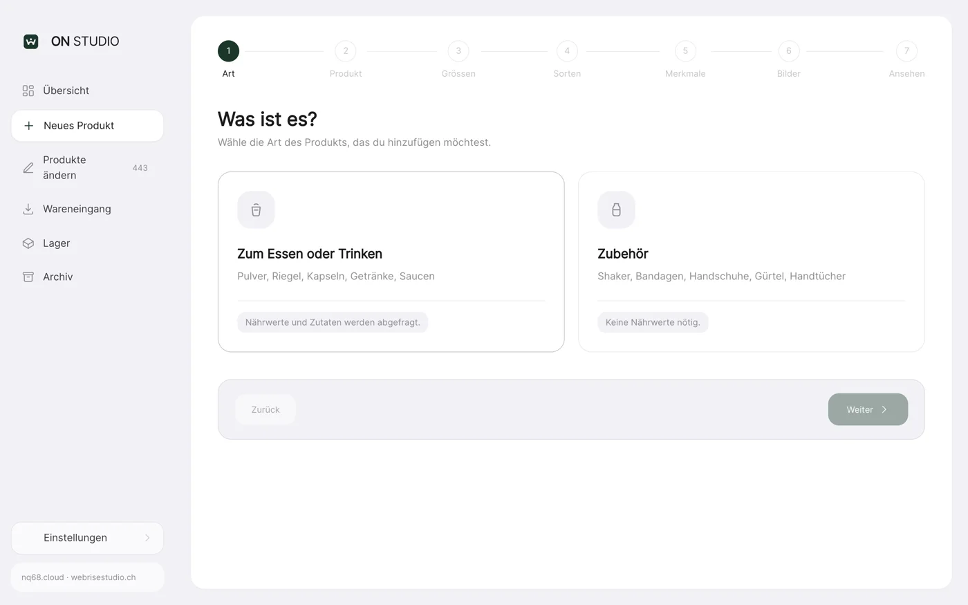 ON STUDIO im Einsatz bei Online Nutrition, Anwendung für den Wareneingang