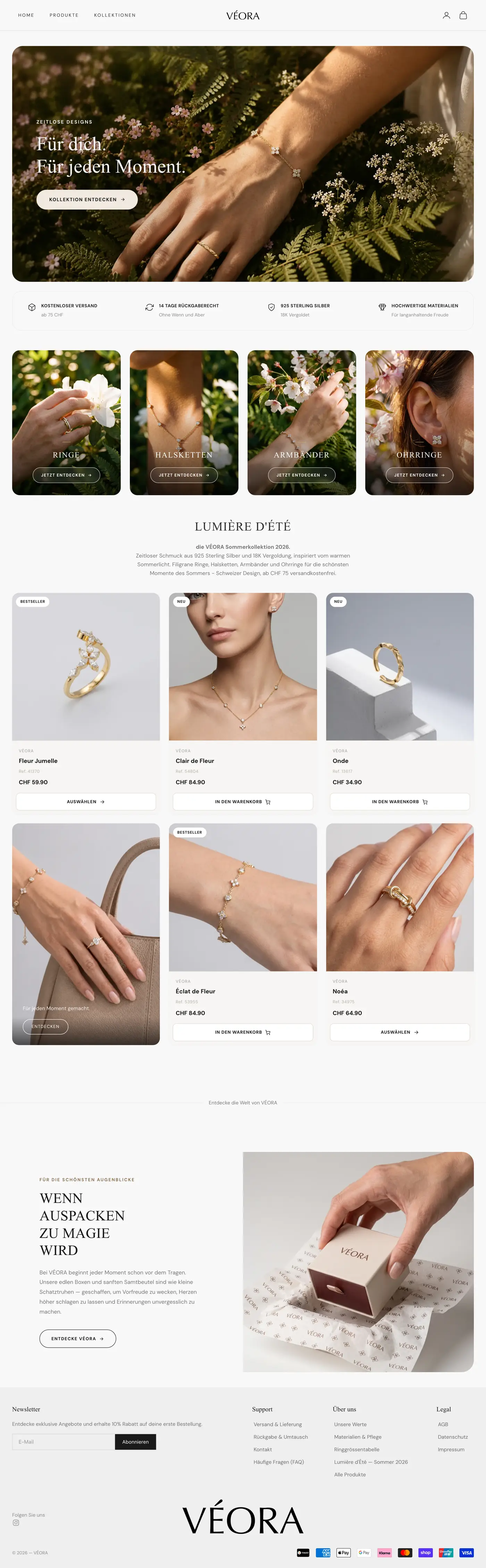 Onlineshop der Schmuckmarke VÉORA am Rechner